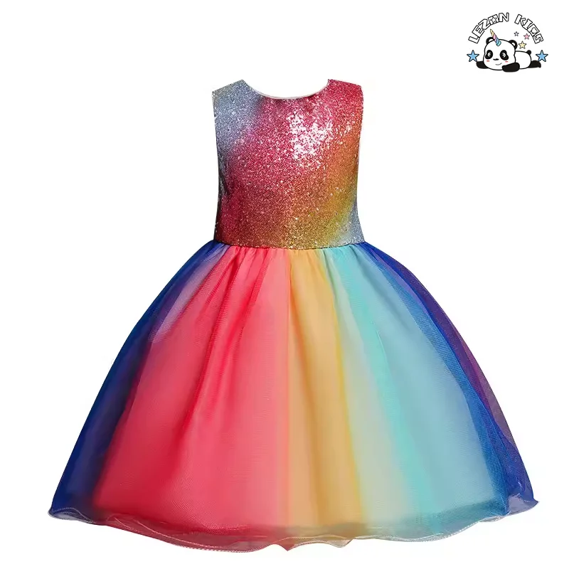 LEZONKIDS - Customizable New Fashion Multicolor Fluffy Princess Tulle Dress Girls Party Dress for 2-14 Years Old